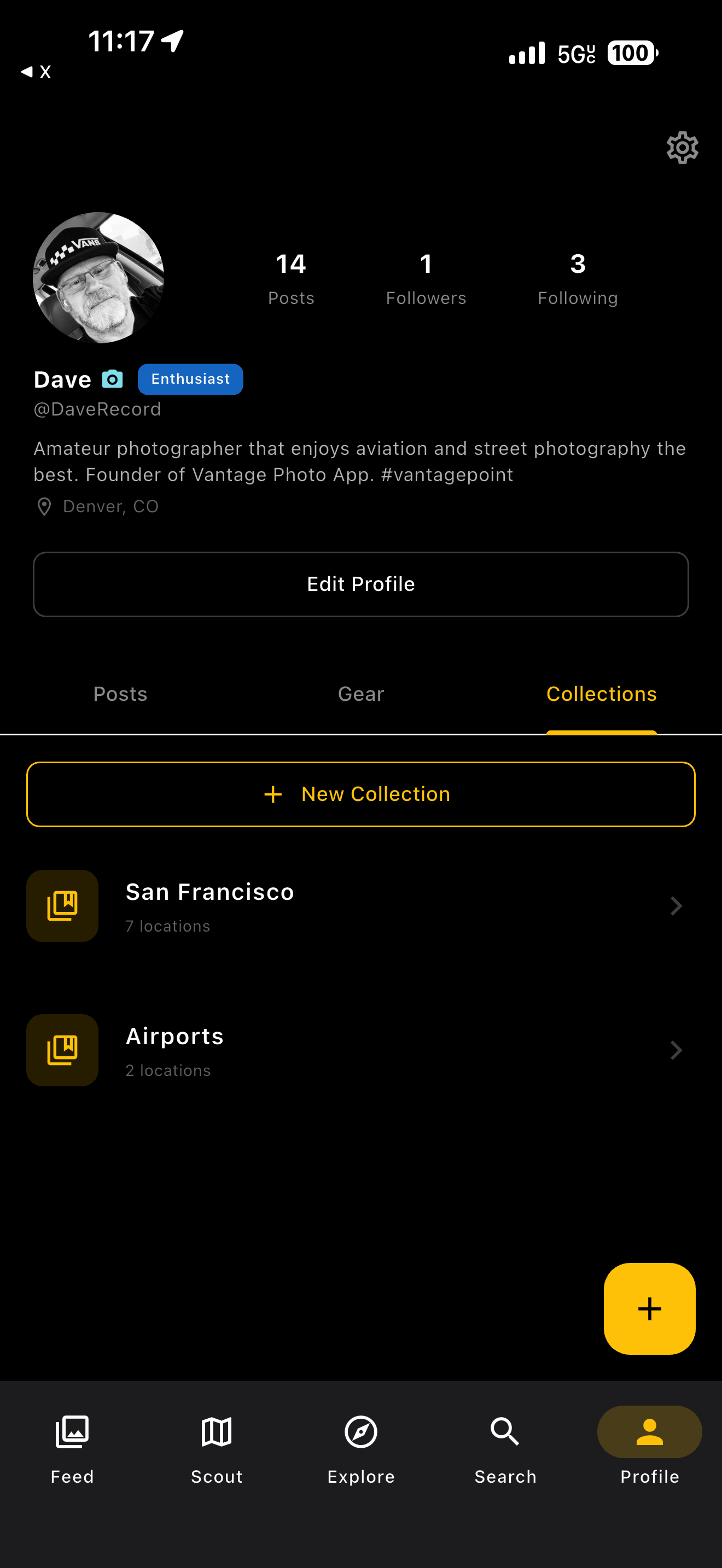 Collections tab showing San Francisco and Airports location collections